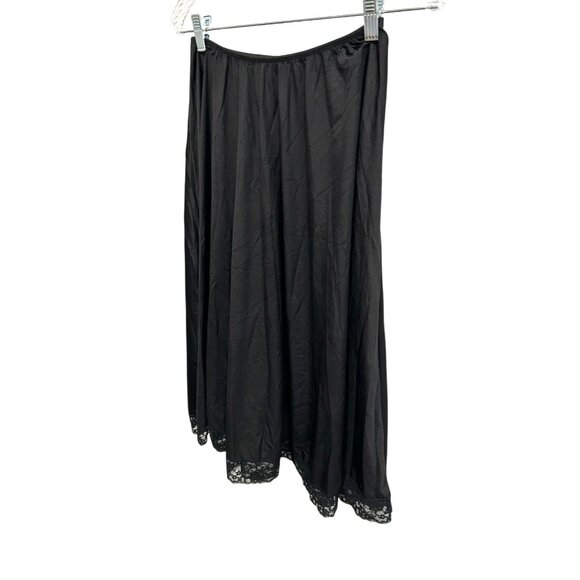 Vintage Blush Black Half Slip Elastic Waist Lace Hem SZ Small - Picture 3 of 9